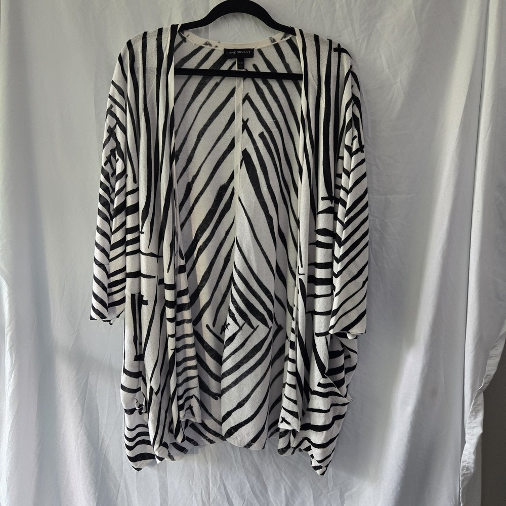 Lane Bryant Zebra Short Sleeve Open Cardigan‎ 26/28 Lagenlook Resort